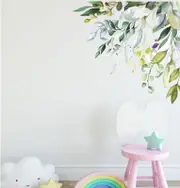 Greenery Tropical Leaves Corner Branch Wall Decal Nursery Kids Decor