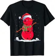 [VidiAmazing] Bowling Snowman Bowling Balls Santa Hat Christmas Holiday ds166 T-Shirt