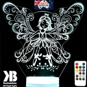 Fairy Princess Girls 3D LED Night Light Colour Change bedroom Lamp Batterty USB