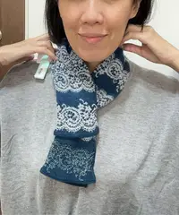 在飛比找Yahoo!奇摩拍賣優惠-美家園日本生活館 日本帶回法國製 短圍巾 圍脖 蕾絲款 藍色