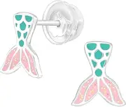 [ICYROSE] Limited Edition Solid 925 Sterling Silver Mermaid Tail Little Stud Earrings Hypoallergenic 43542, Small, Sterling Silver, No Gemstone