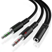 KOOPAO Headphone Mic Splitter for PC, Headset and Audio Y 24cm / 9.5in