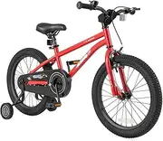 [Honey Joy] 18" Kid’s Bike for 4-8 Years Old, Sport Bicycle w/Adjustable Saddle & Anti-Slip Handlebar, Fully Enclosed Chain Guard, Handbrake & Coaster Brake, Removable Training Wheels