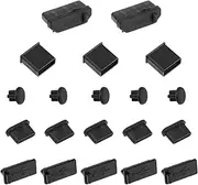 20 Pcs USB Dust Cap Plugs USB Port Caps Type-C Protection Cap Silicone Anti Dust Port Covers Black Dust Cover for Most Type C Mobile Phone Tablet Accessories (5 Types)