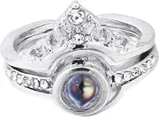 [SAFIGLE] Projection Ring Open Ring I Love You Lady Ring Projection Necklace Proposal Ring Couples Finger Ring Engagement Ring Languages Love Ring Rings Crown Ring Zinc Alloy