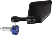 Driven Halo Stainless Steel Bar End Mirror Blue Left Side (DHBML-BL)