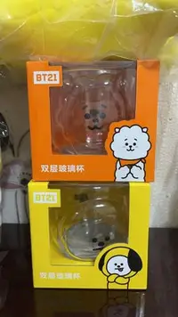 在飛比找Yahoo!奇摩拍賣優惠-全新Bt21 屈臣氏 雙層玻璃杯 正品（黃盒）