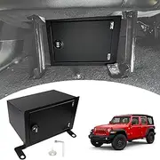 BESTAOO Under Seat Storage Lock Box Gun Safe Security Locking Organizer Compatible with 2018-2025 Jeep Wrangler JL 4 Door 4XE Interior Accessories Passenger Side Rear Underseat Storage Tray, Black