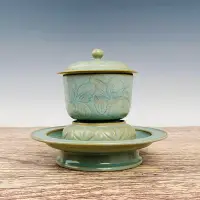 在飛比找Yahoo奇摩拍賣-7-11運費0元優惠優惠-古董瓷器 汝瓷蓋碗，高15cm，直徑18cm，編號19121