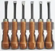 Tohosha Wood Carving Chisel 6 Piece Set V U Gouge, Skewed Flat Bent Back Chisel