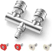Dual Pressure Washer Tips, 2-in-1 Pressure Washer Nozzle Tips, Pressure Washer Dual Nozzle with 4PCS Pressure Washer Spray Nozzles(0 Degree Red & 40 Degree White), 1/4 Inch Quick Connect, 5000 PSI