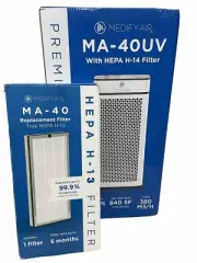 Medify MA-40-UV Air Purifier HEPA H14 Filter. BUNDLE WITH ADDITIONAL FILTER *NEW