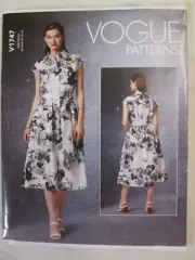 Vogue 1747 Easy Button Front Dress Pattern Sz 6-14 Straight or Swing Uncut FF