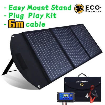 12V 200W Folding Solar Panel Kit Blanket Mat Flexible Mono Power Camping RV USB