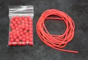 Fishing beads X50 + 2M Red Tube, Tubing, Non Glow, Bream Whiting etc