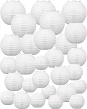 Treela 80 Pcs Paper Lanterns Chinese Japanese Paper Lanterns Classroom Decor Paper Lanterns Party Decorations Ceiling Hanging Decor for Home Decor Parties Weddings (White,4'', 6'', 8'', 10'',12'')