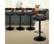 ALFORDSON Set of 4 Bar Stool Gas Lift Wooden Kitchen Chair Leather Ramiro Blake