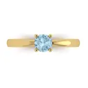 0.50 ct Round Cut Blue Stone Wedding Promise engagement Ring 14k Yellow Gold