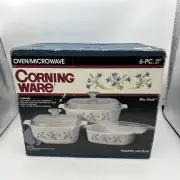 Corning Ware 6 Piece Vintage Casserole Dish Set Blue Dusk. NEW & SEALED!