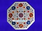 12" white Marble side Table Top Stone malachite Inlay Coffee Table for decor