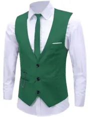 Men's Formal Dress Vest Business Slim Fit Sleeveless Tuxedo Medium Leaf Green
