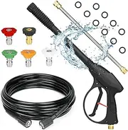 Youxmoto Pressure Washer Gun and Hose Kit with Extension Wand, 26 Ft (8M) Hose, 5pcs Quick Connect Nozzle Tips, M22-14mm Connector, 4000 PSI Pressure Washer Hose and Wand