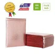 #5 100 PCS 11x15 in Metallic Bubble Mailers Rose Pink Padded Envelopes