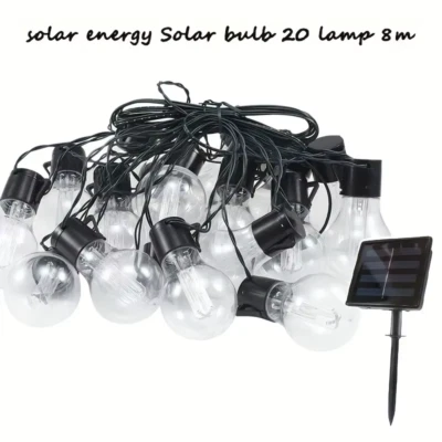 5/8/10M LED Solar Bulb String Outdoor Strip Light Patio Bubble Ball Hanging Ligh