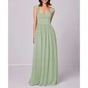 A-Line Bridesmaid Dress Straps Sleeveless Elegant Floor Length Chiffon with Pleats / Ruching 2025