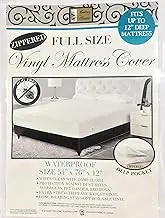 Vinyl Mattress Cover Zippered Encasement Protector Heavy Duty Deep Pocket (Full, 12) White