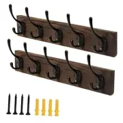 Coat Rack Wall Mount, POZEAN 2 Pack Hat Rack with 10 Coat Rack with 10 Hooks