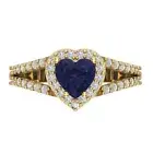 1.75 ct Heart split shank Blue Sapphire Promise Engagement Ring 14k Yellow Gold