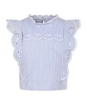 Chloé Kids Ruffled Striped Blouse 8Y,6Y,4Y,14Y,12Y,10Y White
