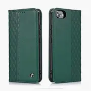 TOHULLE iPhone 7 iPhone 8 iPhone SE 2022 SE 2020 Case, Premium PU Leather Wallet Case Card Holder Kickstand Built-in Magnetic Closure Plaid Pattern Flip Folio Phone Cover for iPhone 7/8/SE - Green
