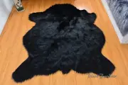 Plushy Bison Buffalo 5' x 6' Black Premium Faux Fur Rug USA Handmade