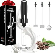 Milk Frother Handheld Foam Maker with Stainless Whisk, Battery Operated Milk Foamer Electric Mini Drink Mixer for Cappuccino, Latte, Bulletproof Coffee, Keto Diet, Protein Powder, Matcha