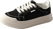 [TMA EYES] Women's Slip on Shoes Canvas Sneakers Loafers Non Slip Shoes Low Top Casual Shoes, Black, 7.5