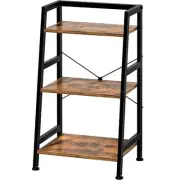 3-Tier Bookshelf, Ladder Shelf, 3 Tier (11.8"D x 16.5"W x 31.3"H) Rustic Brown