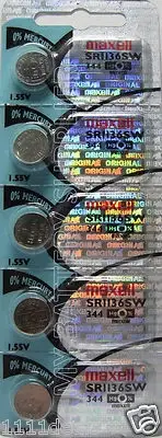 5 x 344 Maxell Battery SR1136SW Batteries