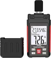 Digital Decibel Meter Sound Level Meter Noise Meter 30-130dBA with A Frequency Weighting, Temperature Humidity Measurement, Backlight LCD Display, Max/Min/Data Hold, Fast/Slow, Storage Bag