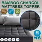 Bamboo Charcoal Pillowtop Matress Topper Protector Cover Pad All Sizes 1000GSM