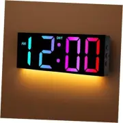 12" Large Digital Wall Clock with Remote Control, RGB LED Clock with Full