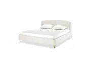 Lyra Velvet Bed Frame with Winged Headboard - Cream White - King