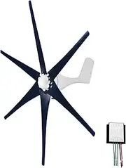 Wind Turbine Generator Kit 400W 12V with 5/6 Blades Hybrid Charge Controller 2.0m/s Start Wind Wind Power Generator for Outposts Meteorological Communication Base Stations Highways Blue 6 Blades