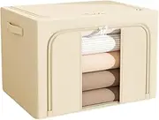 Clothes Storage Large Capacity Storage Bags Organiser with Metal Frame Reinforced Handle and Thick Fabric Foldable Clothes Organiser for Comforters Blankets, Bedding, Sheet, Linen Closet Organiser Clothing Box 110 L
