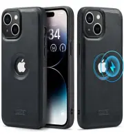 Casus Designed for iPhone 12 | 12 Pro Case Compatible with MagSafe Leather Sl...
