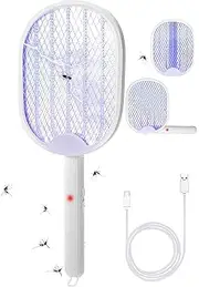 JOZUTTOW Mosquito Zapper Electric Fly Swatter, 3 in 1 Foldable 3000V Handheld Bug Zapper with USB Rechargeable Bug Zapper Racket Fly Killer Electric Fly Trap for Indoor and Outdoor