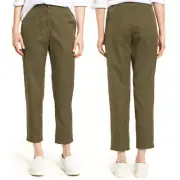 Nordstrom Signature Size 14 Patch Pocket Ankle Army Green Cropped Pants NWT $199