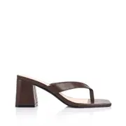 Stoked Block Heel Thongs - Chocolate Brown