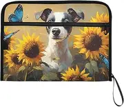 YMXFXP Expandable Filing Folder Whippet Dog Sunflower Cute, 13-Pocket Funny Cute Design with Sticky Labels, A4 Letter Size Document Organizer for Office, School, Boys, Girls